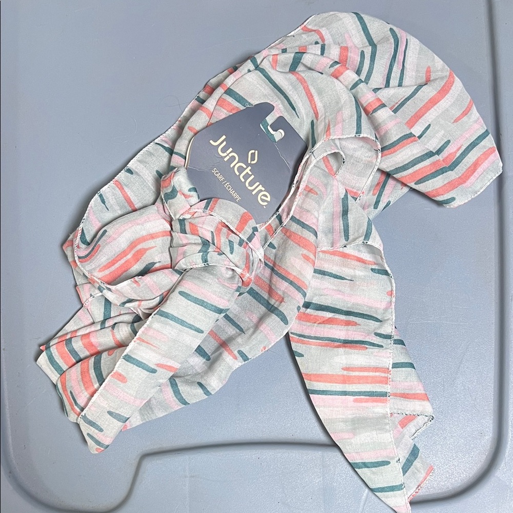 Juncture Striped Scarf in Pink and Green